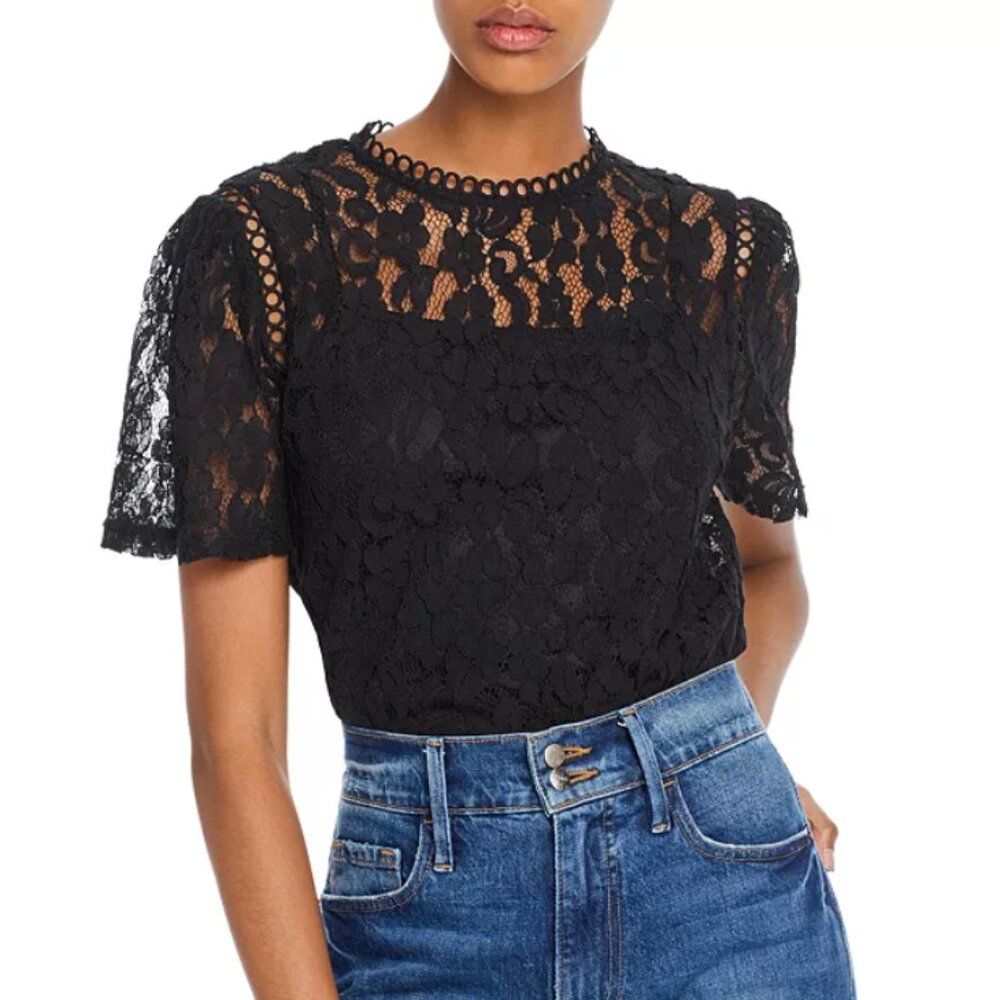 NWT AQUA Floral Lace Top Size XS - 100% Exclusive at Bloomingdale's